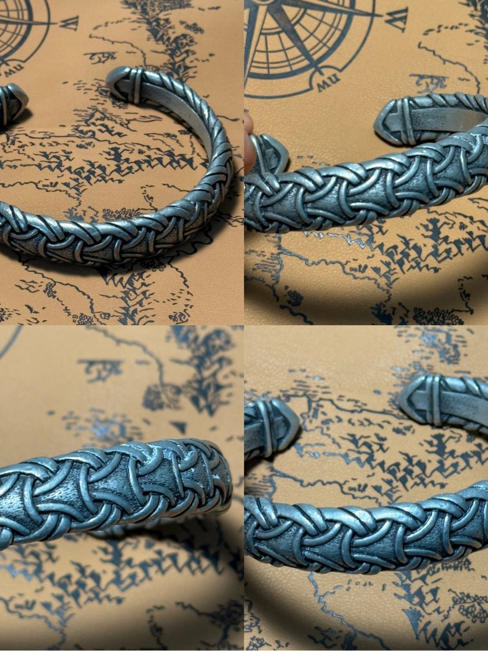 Viking Arm Ring Metal Cuff Bracelet for Men - Silver